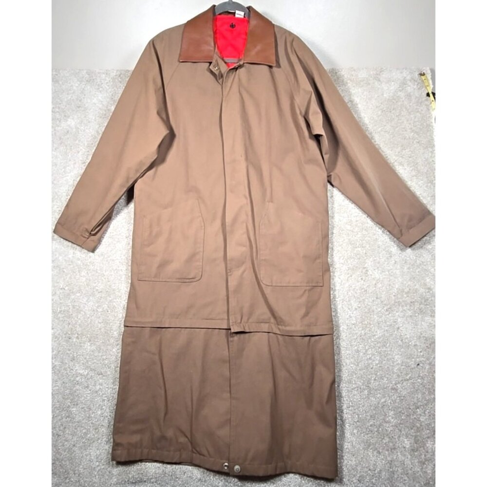 Vtg Marlboro Gear Western Duster Trench Coat Leather Collar Quilted Adult Small